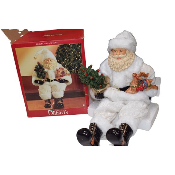 Christmas Santa Porcelain Face, Boots and Reindeer (Shelf Sitter) 26 " Open Box - Picture 2 of 11